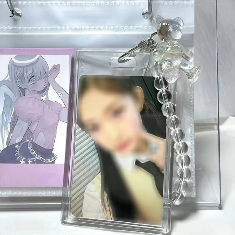 Crystal Butterfly Transparent Card Sleeve Pendant Card Holder Cover Vertical Card Case Horizontal Card Sleeve Storage Key Chain