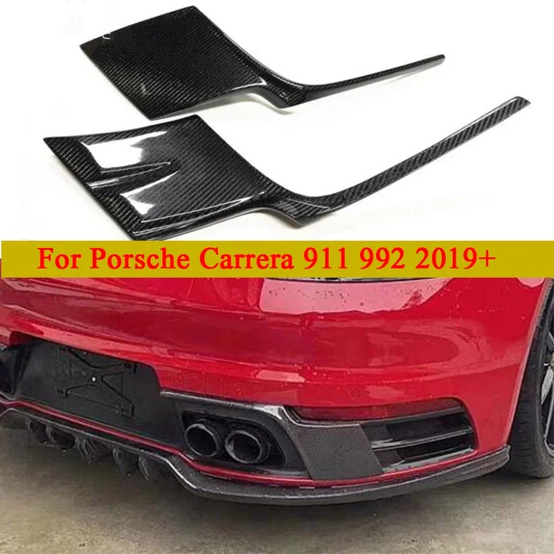 For Porsche Carrera 911 992 Carbon Fiber Rear Bumper Side Spoiler Cover Car Boot Exhaust Guard Plate Splitter Car Accessories