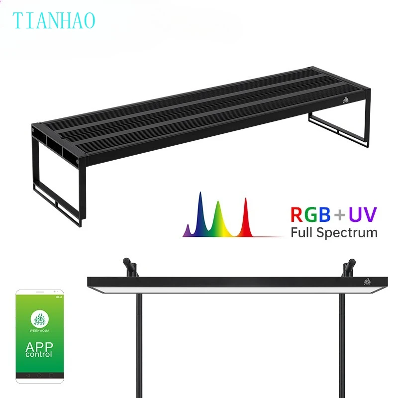 WEEK AQUA L Series APP التحكم باهتة ومؤقت RRB + UVA إضاءة حوض السمك مصباح ليد مزروع #1