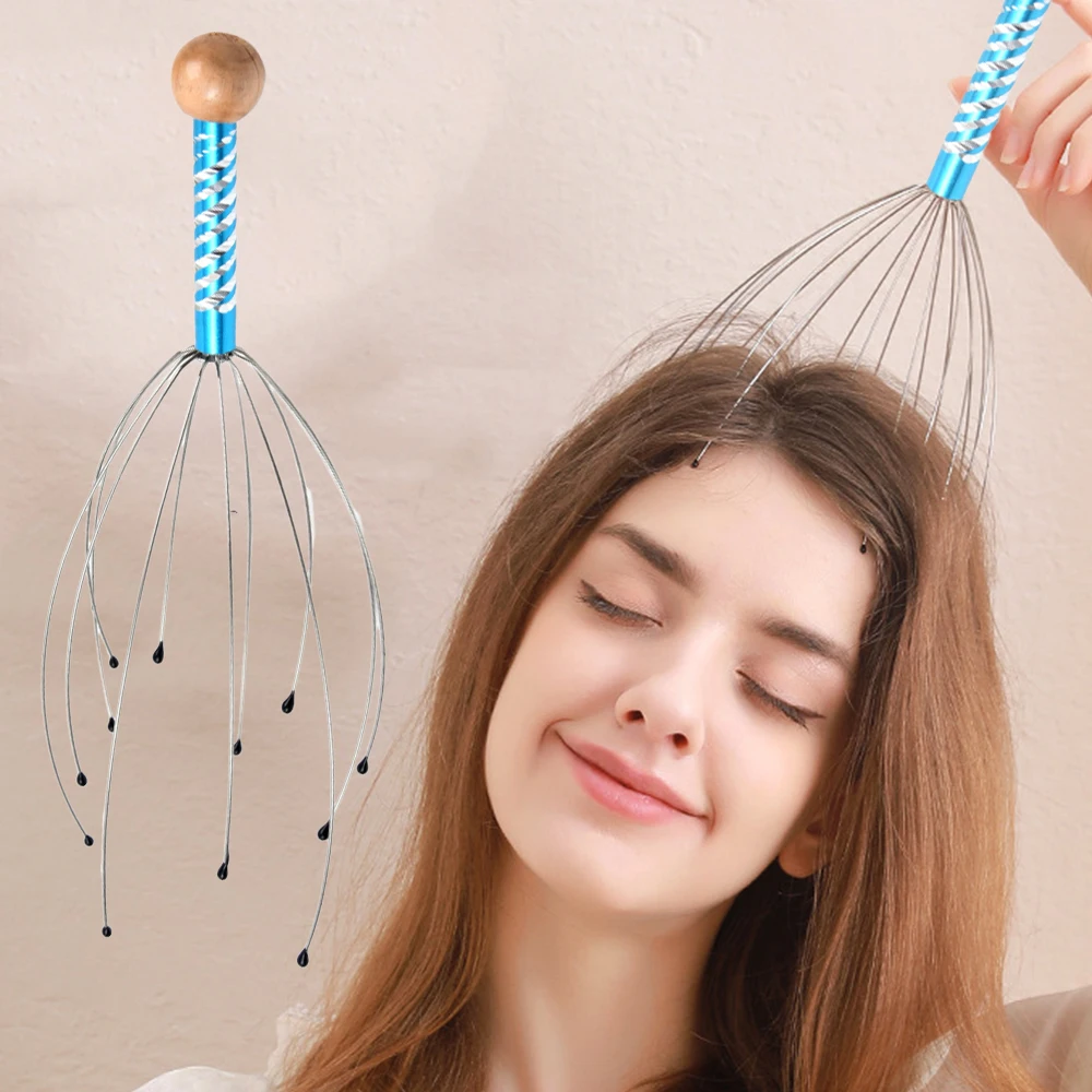 

1pc Octopus Head Massager Stainless Steel Engraved Head Relaxer Brain Massage Claw Scalp Scratcher Itch Reliever Relax The Scalp