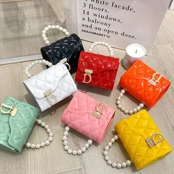 Women's bag 2024 new trend fashion diamond embossed chain mini jelly square bag versatile pearl handbag