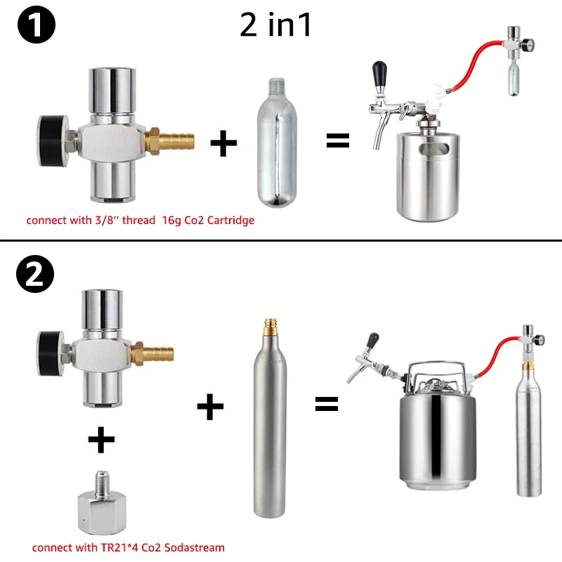 Mini regulator Co2 z wężem gazowanym z blokadą kulową, ładowarka Homebrew Co2 2 w 1 (0-60 psi), regulatory ciśnienia piwa i woda gazowana DIY — zdjęcie 6