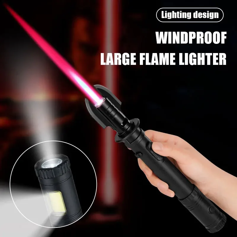 New Lightsaber Inflatable Lighter Windproof Direct Charge Long Handheld Spray Gun High Temperature Welding Gun Outdoor Igniter