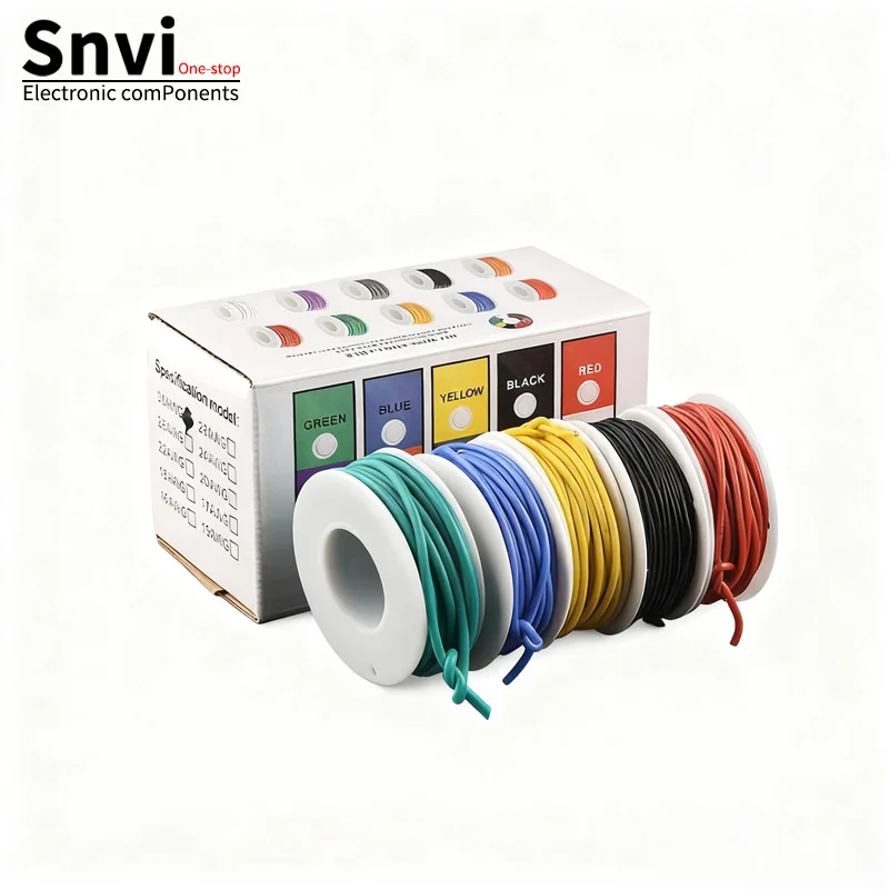 سلك / أسلاك توصيل / أسلاك توصيل مقاومة لدرجات الحرارة العالية - سلك سيليكون فائق النعومة، 18/20/22/24/26/28/30 AWG، كوبيه معلب خالي من الأكسجين #6