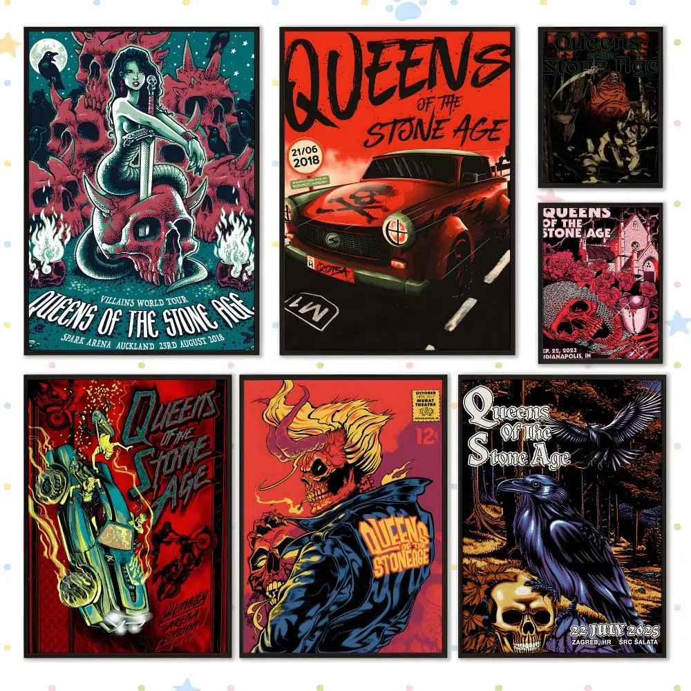 Music Indie Queens of the Stone Age Poster HD Waterproof PP Self Adhesive Aesthetic Bedroom Dorm Gaming Room Home Decor Gift