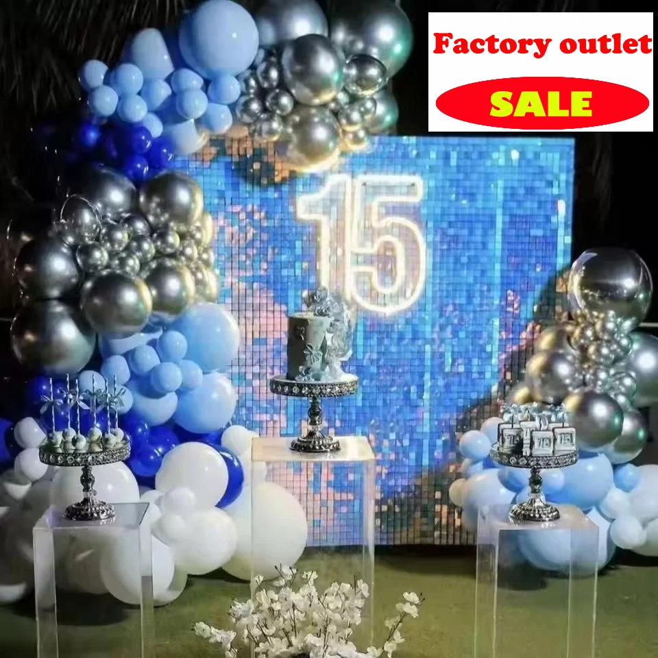 

8/12/18pcs Party Shimmer Wall Panels Backdrops Square Sequins Backdrops Girls Room Birthday Graduation Wedding Party Decoration