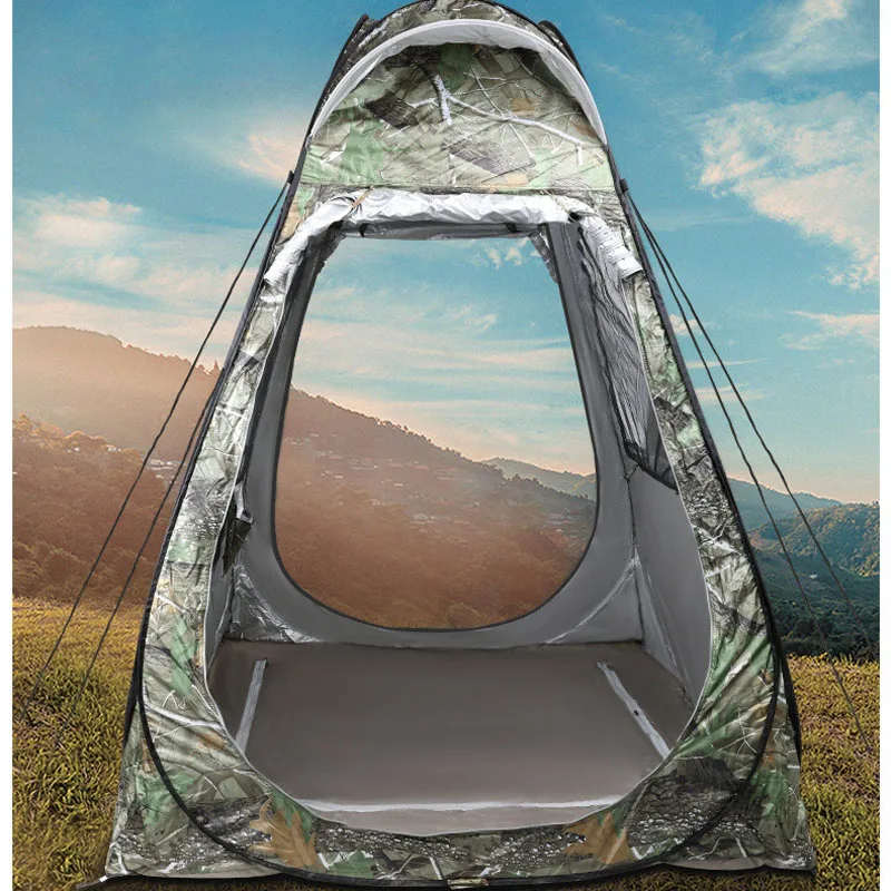 Imagem -03 - Camuflagem Ice Fishing Tent Anti-mosquito Instalação de Jangada Prova de Chuva Protetor Solar Portas Duplas Janelas Pop up Quick Open