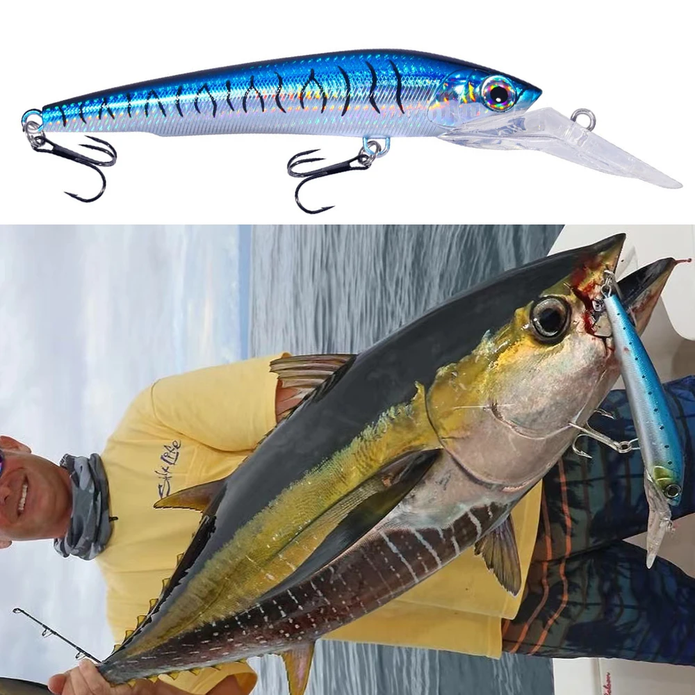 Tief tauchen Elritze Angeln Troll ing Köder 18cm 41g/24cm 100g Wobbler künstliche Hart köder Mahi Wahoo Salzwasser Angel gerät – Detail 2