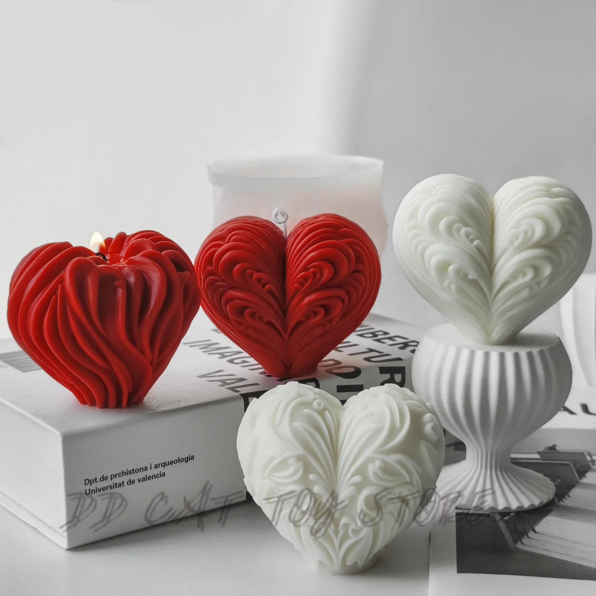 DIY Love Resin Plaster Mold Handmade Gift Soap Candle Making Supplies  Valentine's Day Heart Shape Aroma Candle Silicone Mold