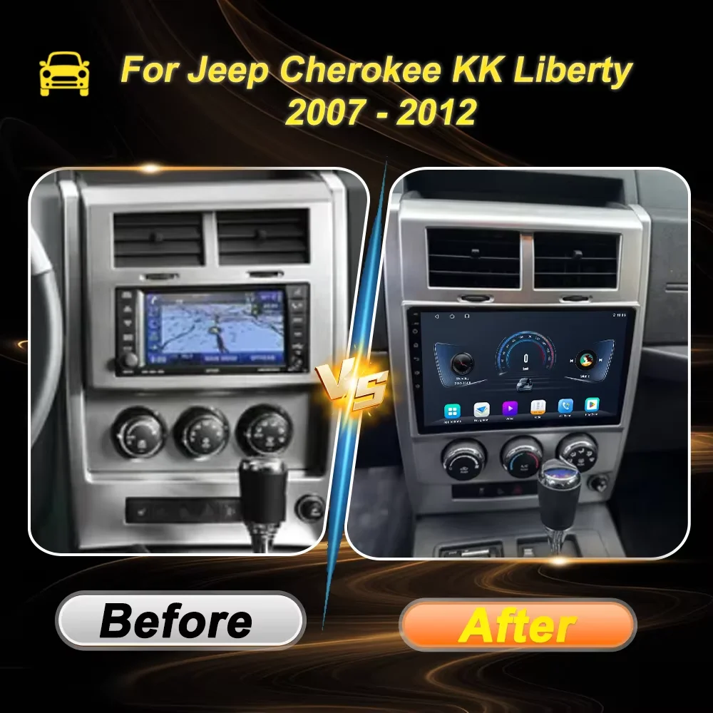 Android 16 Carplay Auto Qualcomm 2K QLED Screen Car Radio Player For Jeep Cherokee Liberty KK 2007-2012 GPS DSP BT 4G WIFI DVD