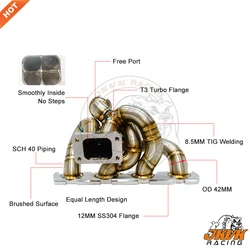 JKVK RACING 42mm OD 3mm Thick Stainless Steel 304 G olf5 EA888 EA113 2.0T T3 Exhaust Turbo Manifold For A3 S3 A5 Q5 A6 TT TTS