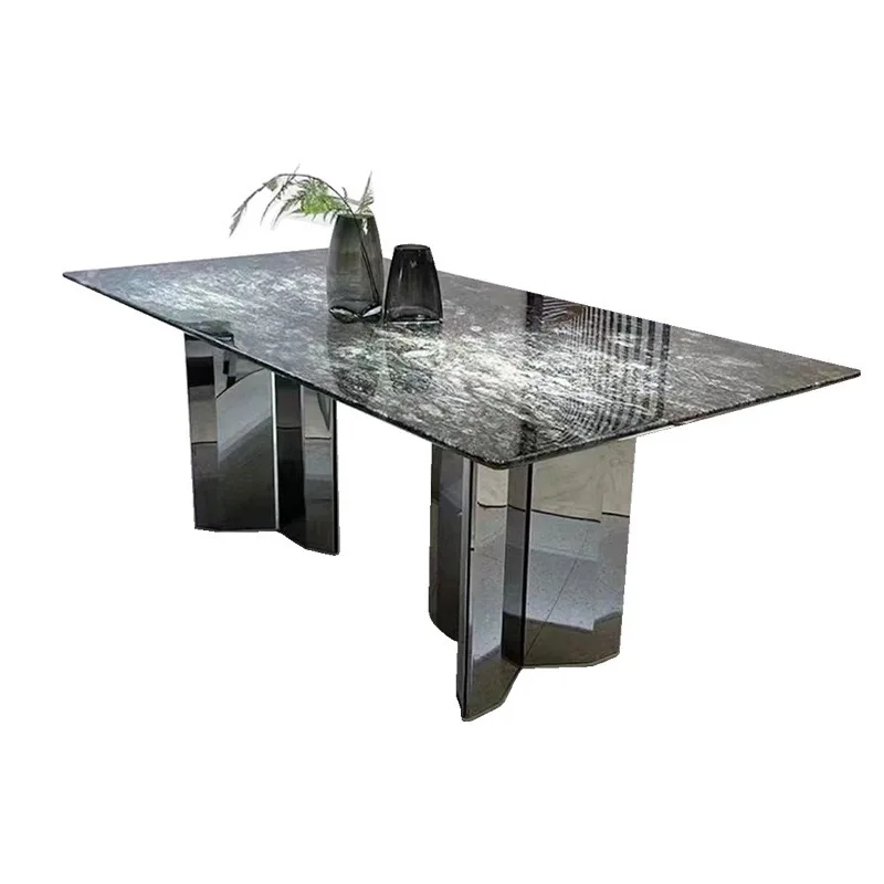 

Mirror, stainless steel, rock slab, dining table legs, light luxury, hardware, milk tea shop, marble