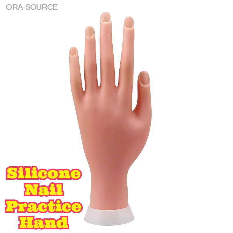 Durable Silicone Rubber Flexible Fingers Mannequin Hand for Nail Art Practice Training Beginner Insertable Nail Tips Display
