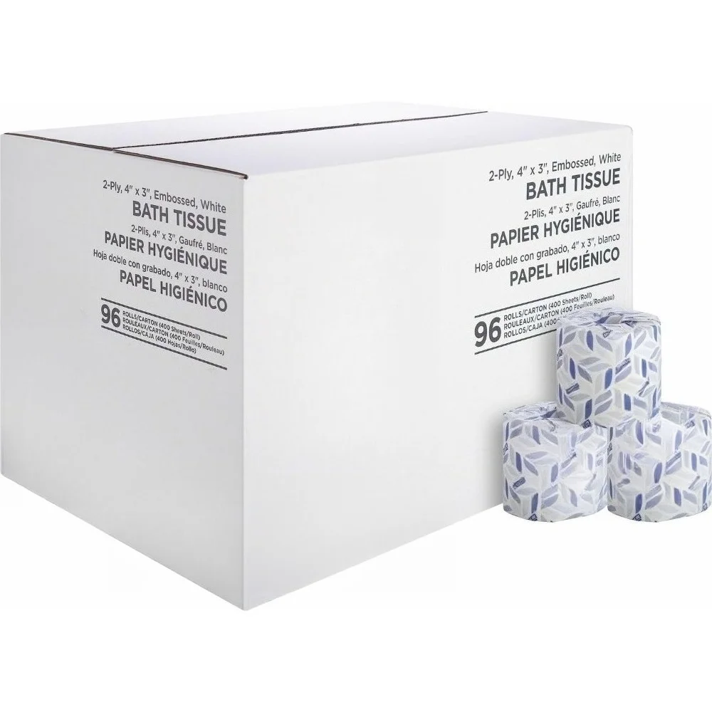 Standard Badezimmer Toilettenpapier 2-lagig 400 Blatt pro Rolle 96 Rollen Großpackung
