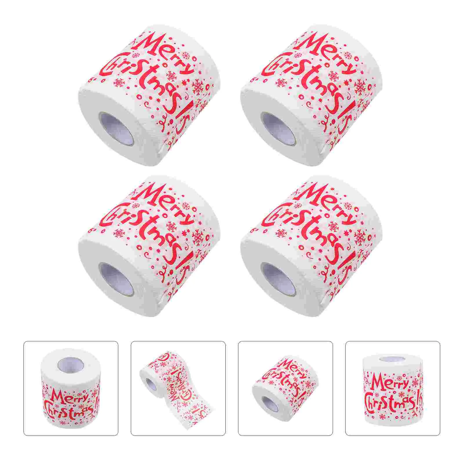 4 Rolls Toilet Paper Christmas Xmas Pattern Party Supply Festival Dinner Napkin Dining Table Printing Tissues Shopping