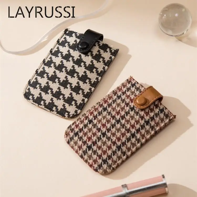 

LAYRUSSI Houndstooth Card Holder Female Short Small Card Bag Multi Card Position Card Bag Ladies Purse Student Ultra-thin Wallet