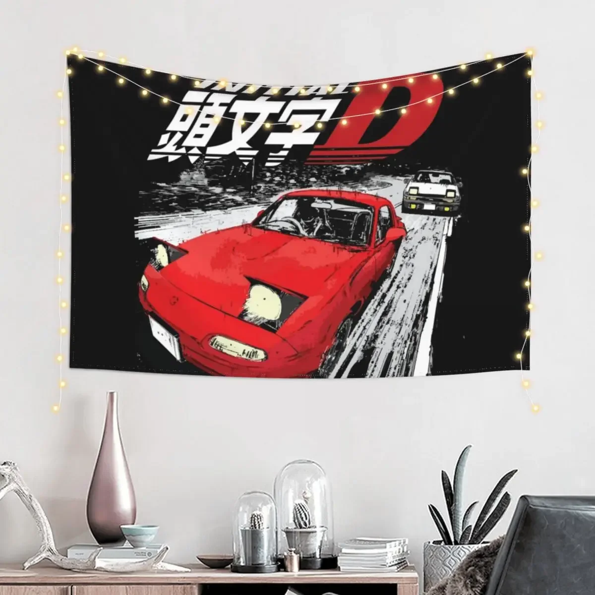 Initial D - Mountain Drift Racing Tandem Takumi Fujiwara AE86 vs Toru Suetsugu's Eunos MX5 miata NA Roadster Tapestry