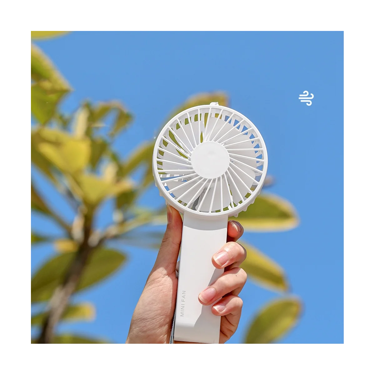 USB Mini Fan Rechargeable 1200MAh Portable Handheld Fan Lazy Travel Shopping Cooling Mute Fan Air Cooler Fan-White