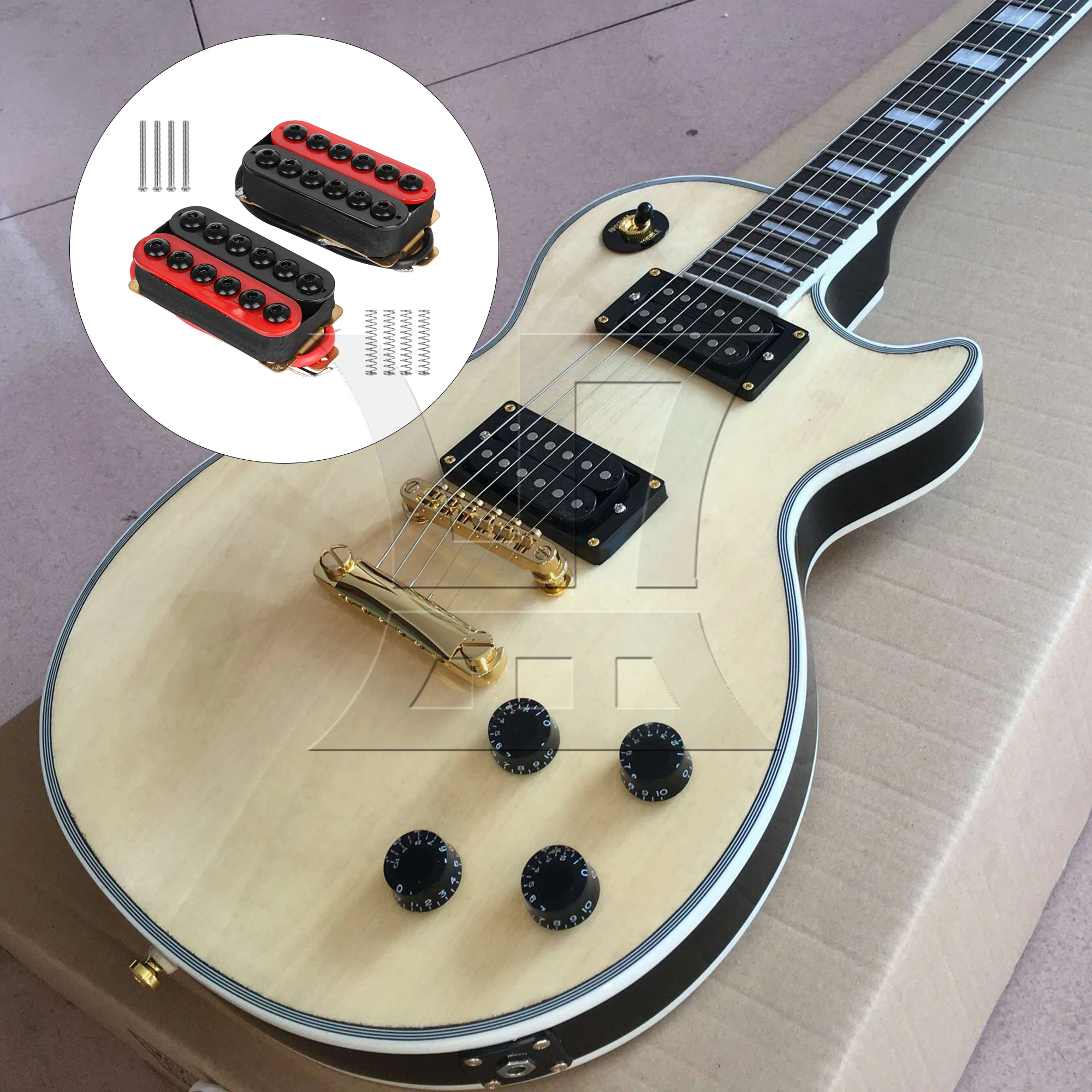 Yibuy Red and Black Double Coil Ceramic Magnets Electric Guitar Humbucker Bridge Neck Pickup Set