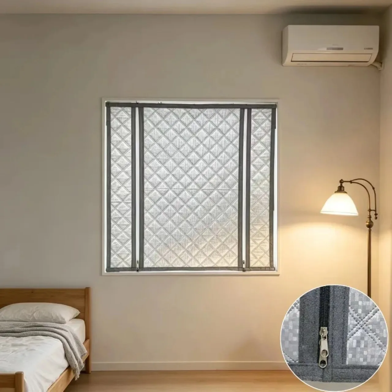 Winter Bedroom Thick Cotton Window, Windproof, Windproof, Warm Sealed Window, Anti Freezing and Insulation Double Zipper Design