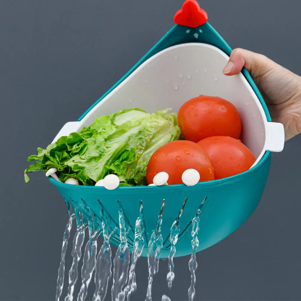 

1Pcs Fruit Vegetable Draining Basket Double Layer Kitchen Drain Bowl for Washing Drying Food Outdoor Camping Use