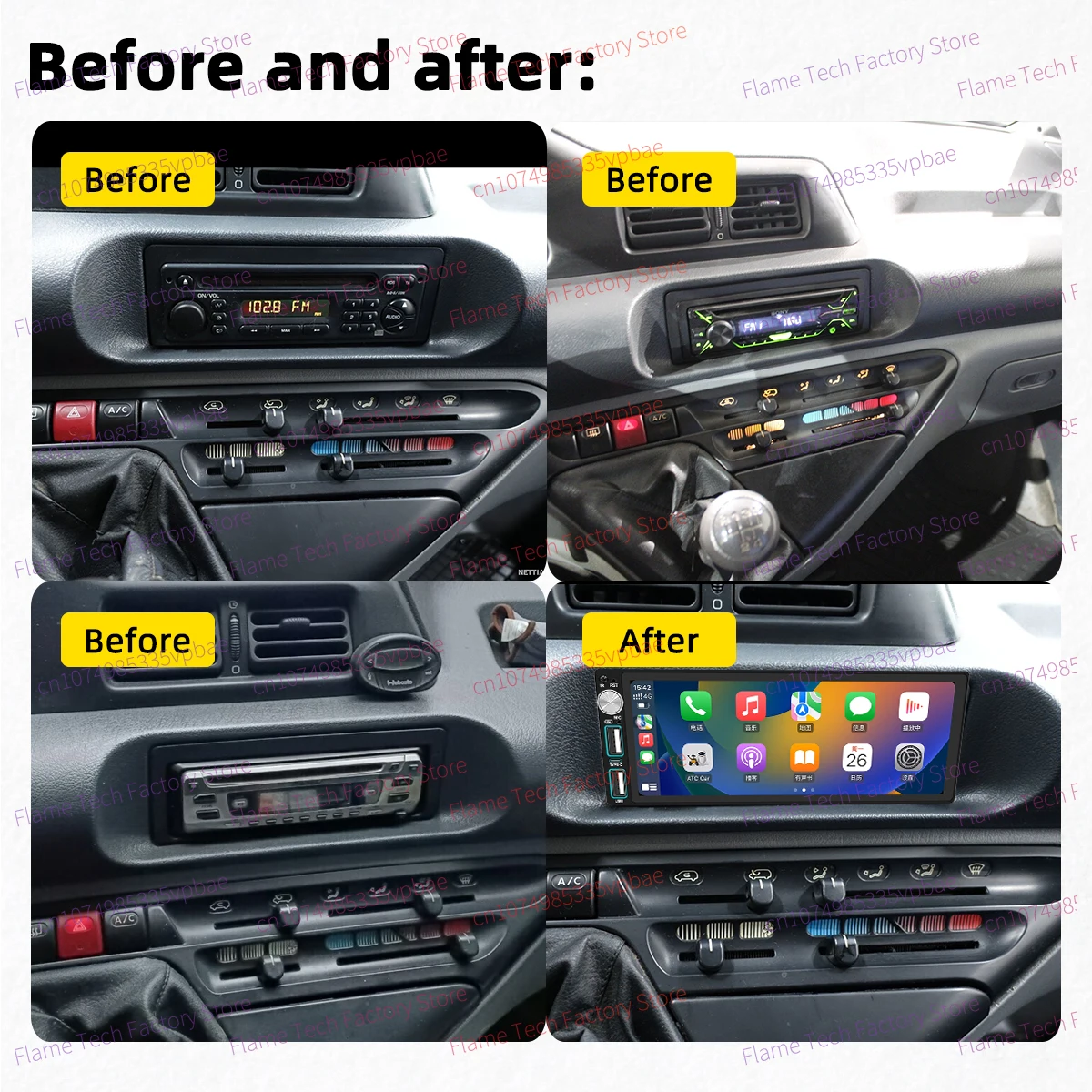 Wireless Carplay Android for Citroen Jumpy 1994-2006 1Din Car Stereo GPS Navigation Multimedia Autoradio Radio Head Unit