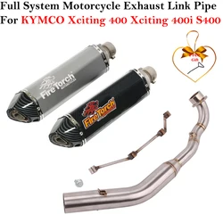 Slip On For KYMCO Xciting 400 S400 400i 500 Motorcycle Exhaust Escape Full Systems Muffler With Front Middle Link Pipe DB Killer