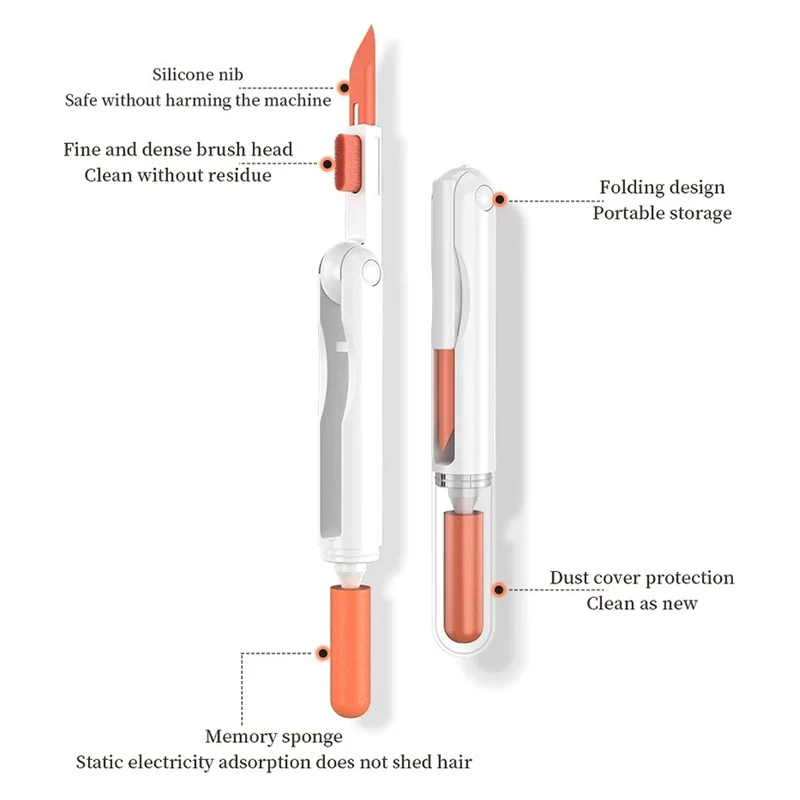 Foldable Bluetooth Earphones Cleaner Kit For Airpods Pro 2 Portable Wireless Earbuds Cleaning Brush