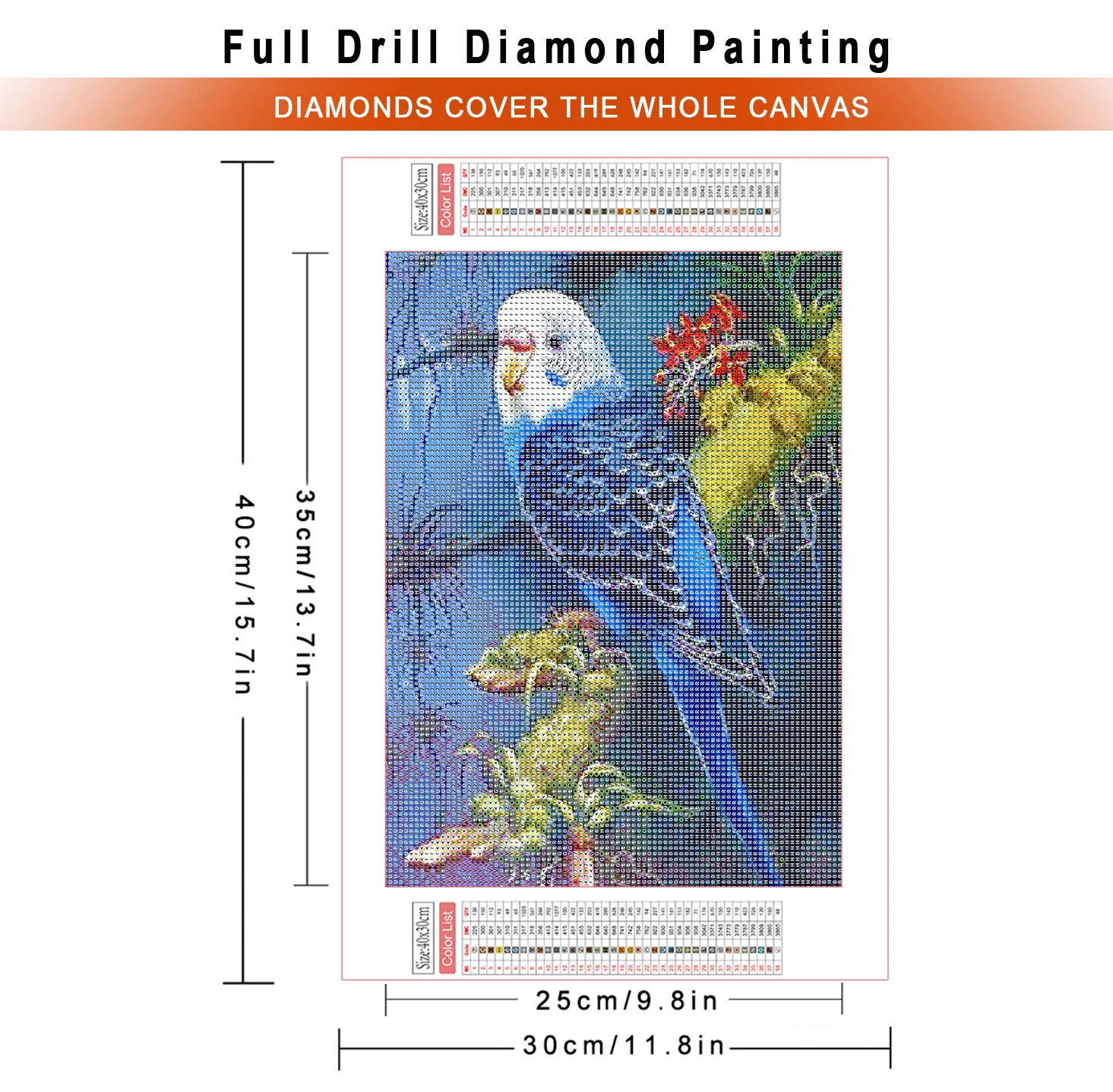 AZQSD Diamond Painting Parrot Animal Cross Stitch Needlework Full Drill Embroidery Sale Birds Mosaic Home Decor Gift 30x40cm