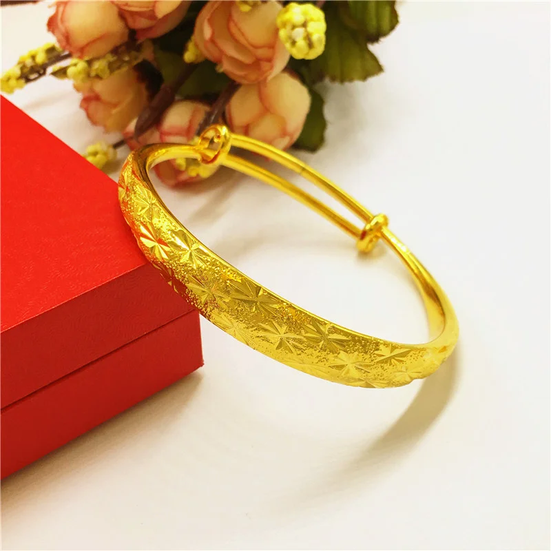 Long standing Vietnamese and gold padding Jewelry improvement gold starry smooth dragon and phoenix bracelet for women