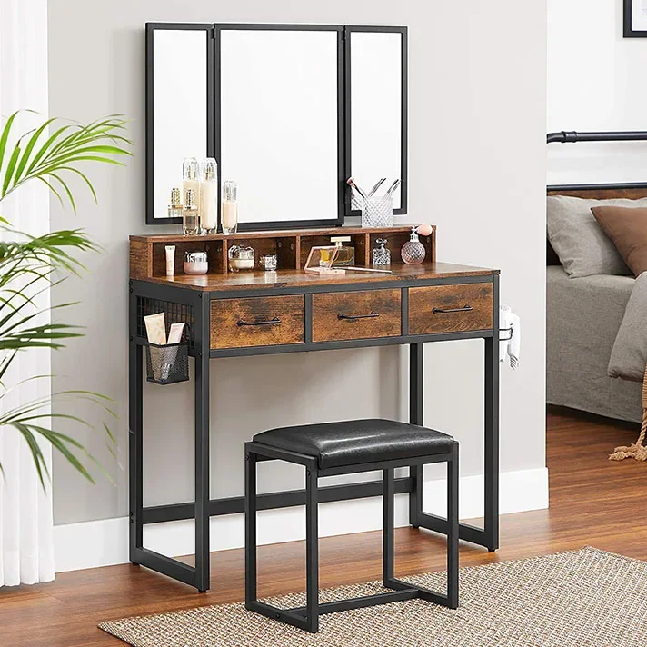 /Modern Simple Bedroom Dressing Table Chair Girls Bedroom Dresser Table with Storage