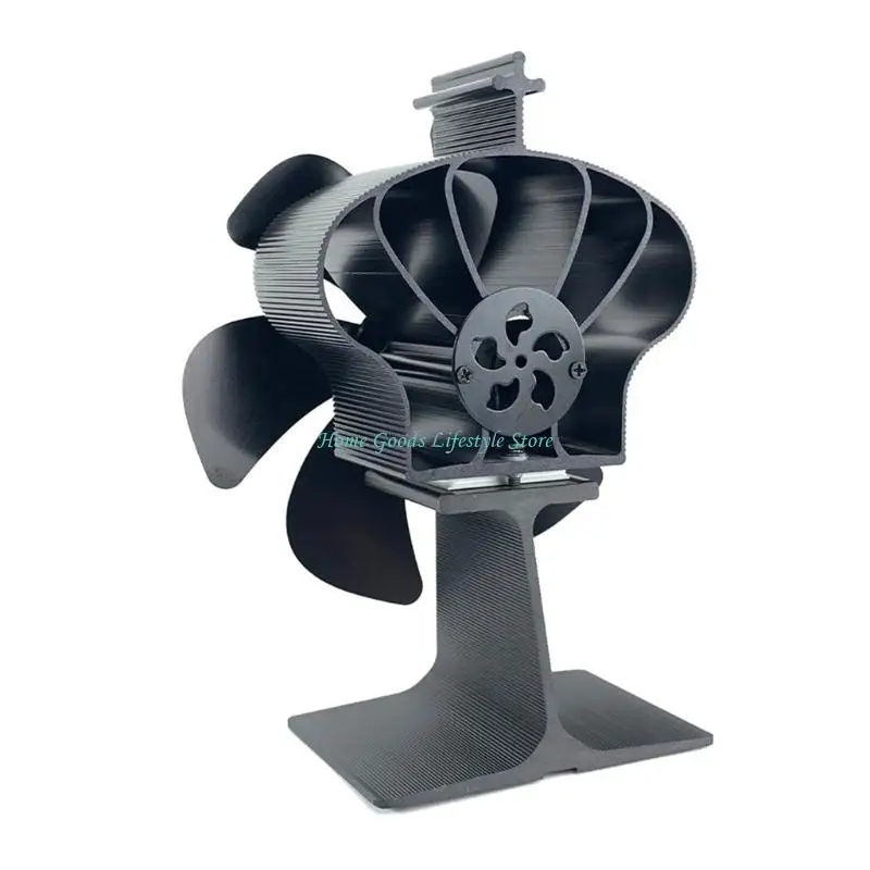 

E74E 6-blade Aluminum Alloy Mute Fireplace Fan Heat Powered Stove Fan Household