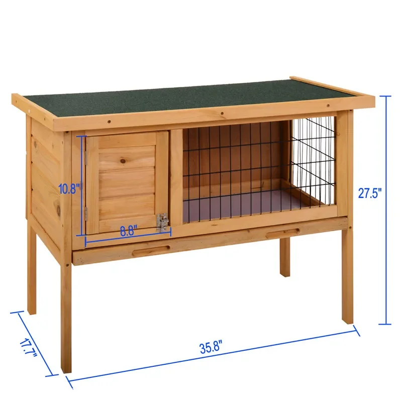 Large Double Layer Solid Wood Rabbit Hutch Outdoor Pet House Chinese Fir Pine Cage for Small Animals