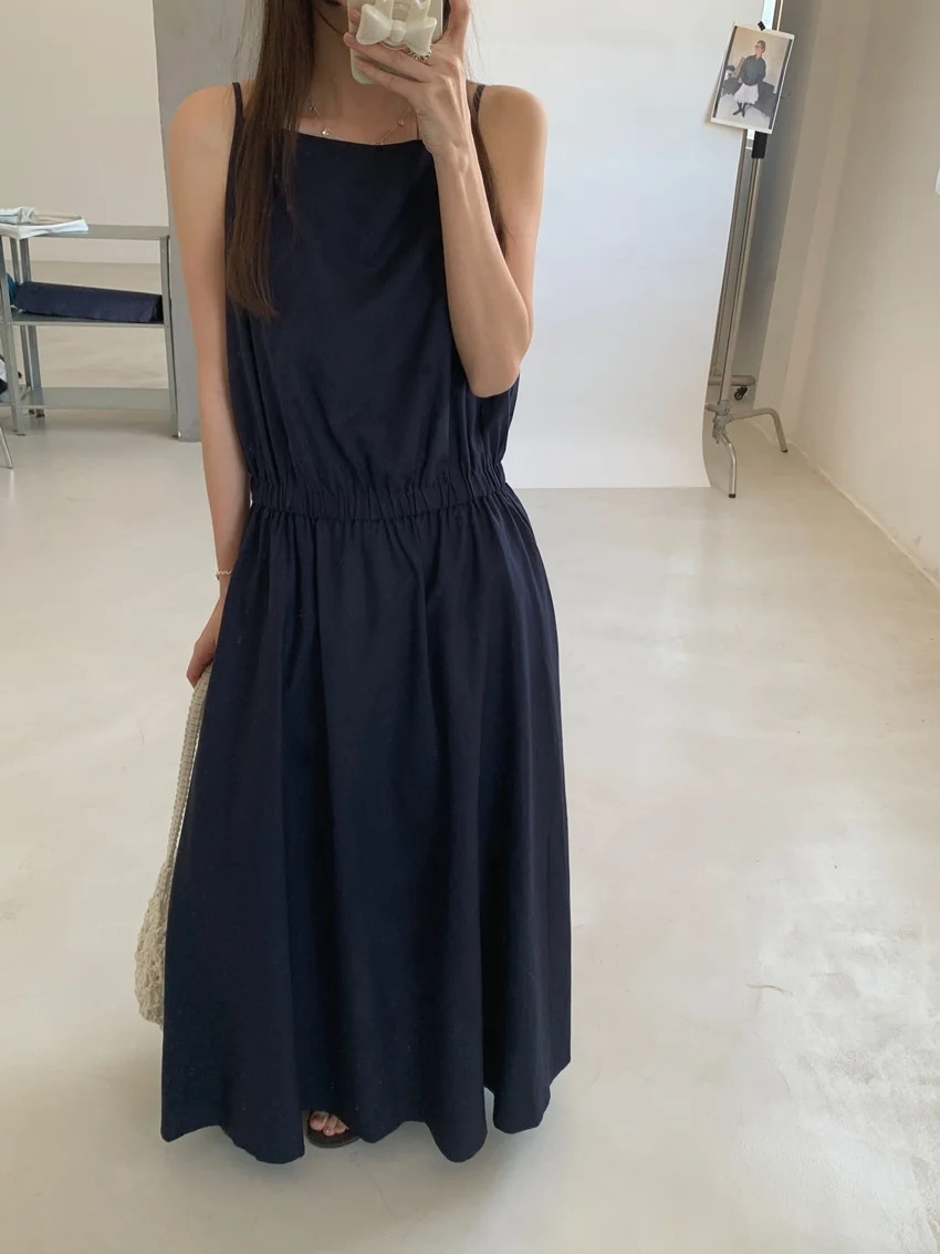 Alien Kitty Solid Slip Dress Women Summer Elegant Casual 2025 Vintage High Street OL Minimalist Daily Loose Maxi Vestidos