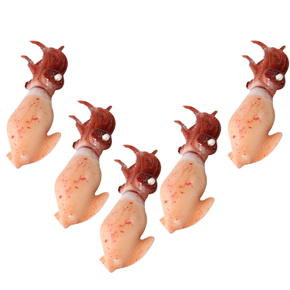 

5 PCS Simulation Squid Realistic Figurines Models Simulated Food Prop Pvc Toy Artificial Ornament Figures