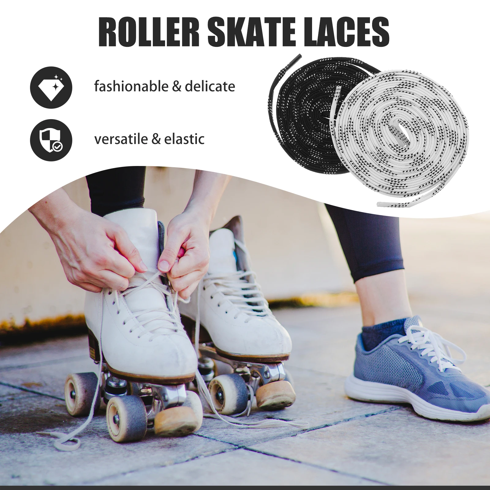 

Hockey Skate Laces Flat Wear-Resistant Polyester Skating Shoelaces Replacement Roller Skates Laces For Ice Hockey Sports