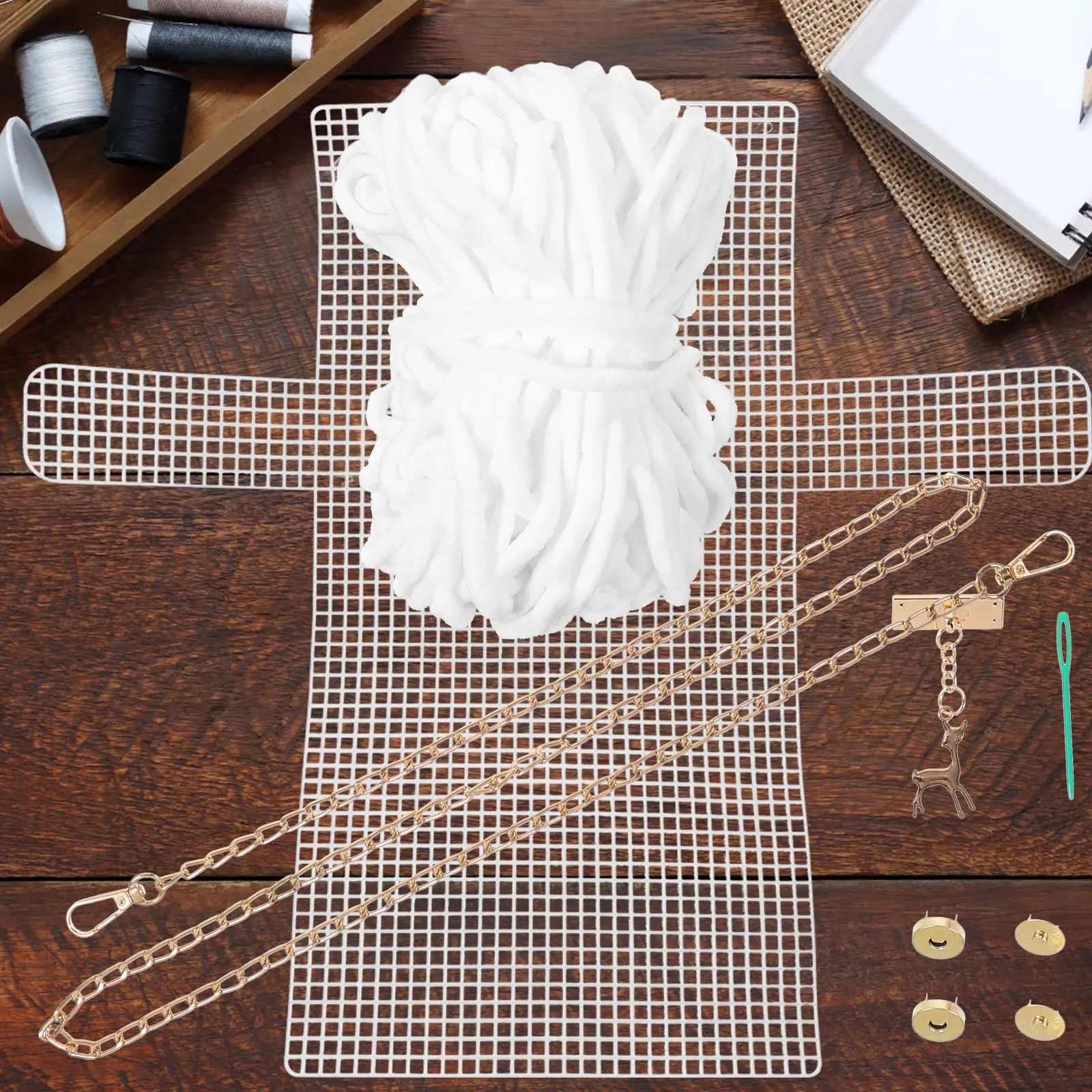 

1 set 1 Set Knitting Purse Material Diy Woven Bag Kit Lovely Deer Pendant Pouch Making Supplies Handmade Gift For Women