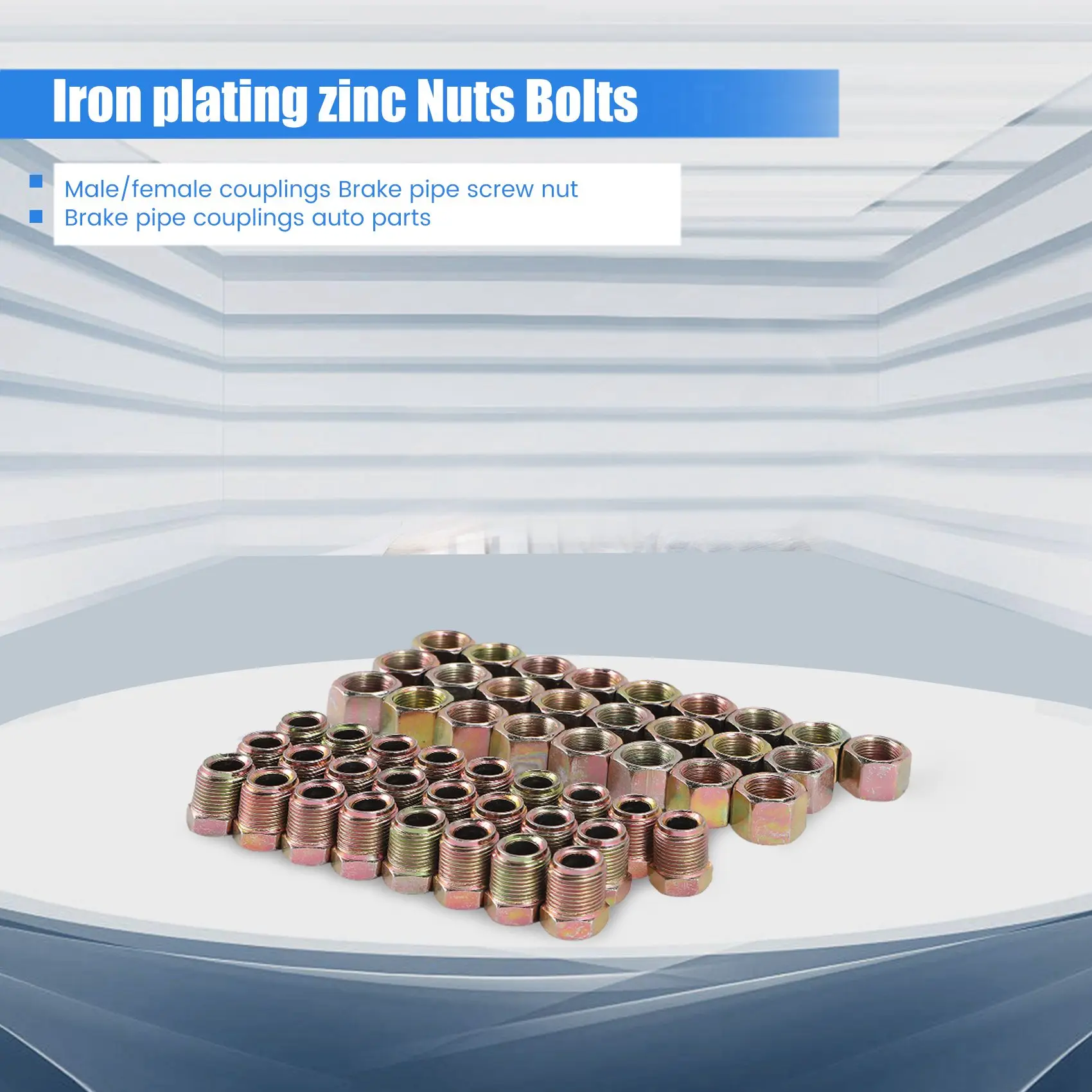 Imagem -06 - Masculino e Feminino End Union Brake Pipe Screw Nuts Copper Brake Tubes Pipe Fittings Metric M10 x mm em 16in 50 Pcs