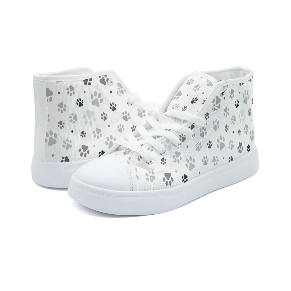 

Classic high-top canvas shoes with dog paw print design high-quality casual sports shoes fashionable and youthful shoes