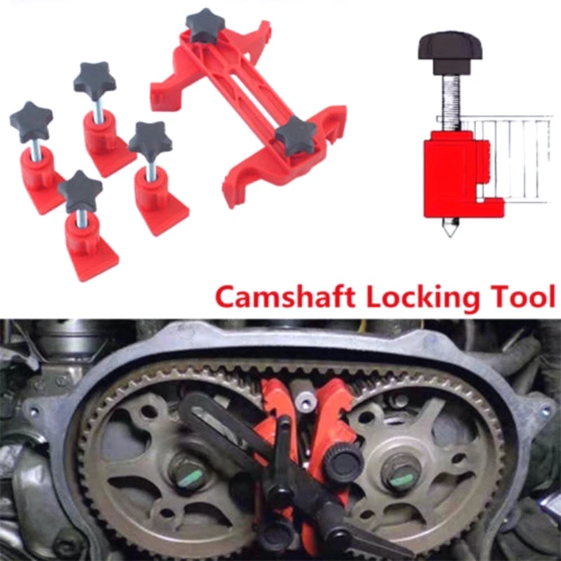 

5 Pcs Cam Camshaft Lock Holder Car Engine Timing Locking Tool Set for Single Dual Quad Overhead Cam Belt Replacement Repair