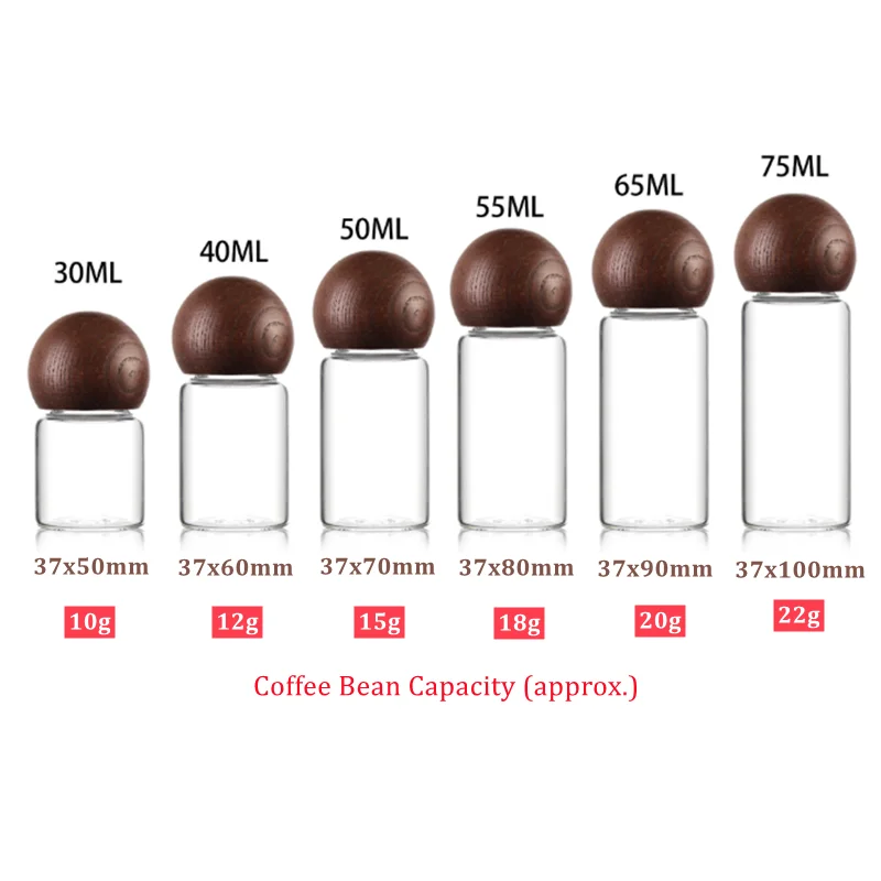 6/12pcs Coffee Bean Storage Airtight Container 10g-20g,30ml-65ml Single Dose Tubes Bottle Glass Sealed Canisters Barista Tools