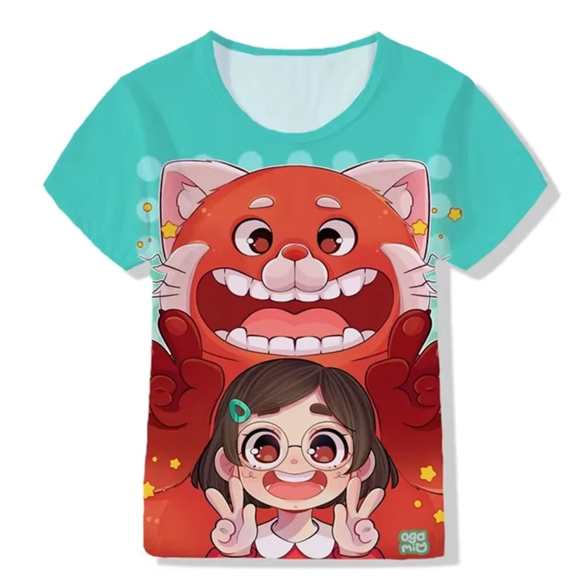 

Футболка Disney Turning Red с 3D-принтом Kawaii Bear, детская одежда с изображением панды и принцессы, летняя рубашка с 3D-принтом для мальчиков и девочек