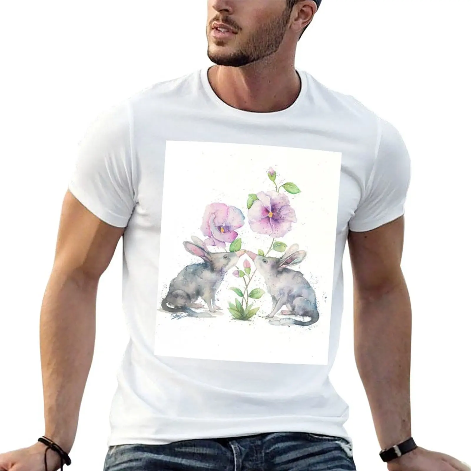 Bilbys and Australian Native Flowers T-Shirt vintage anime shirt graphic shirts Men's t-shirt