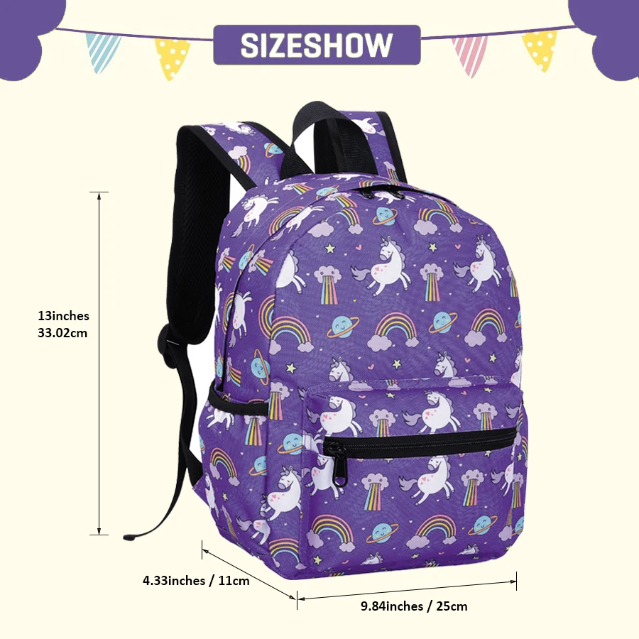 Mochila ligera de unicornio arcoíris vibrante, mochila preescolar para niños pequeños, bolsas escolares para niños, bolsa de libros escolares para niñas