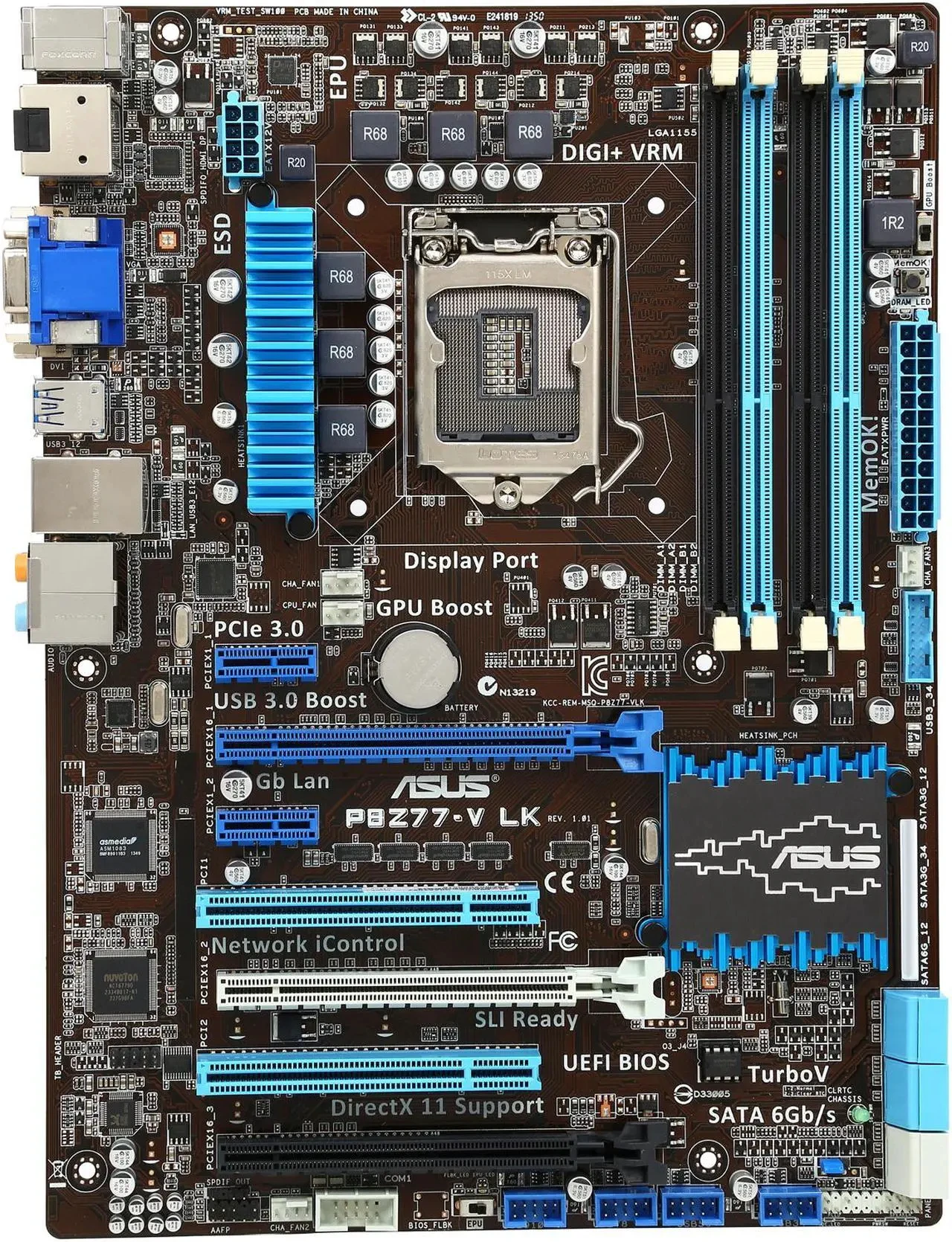 

ASUS P8Z77-V LK Motherboard Intel Z77 LGA1155 4xDDR3 32GB ATX support i7-3770 i5-3550 i5-3340 i5-2400 i3-3220 cpu used