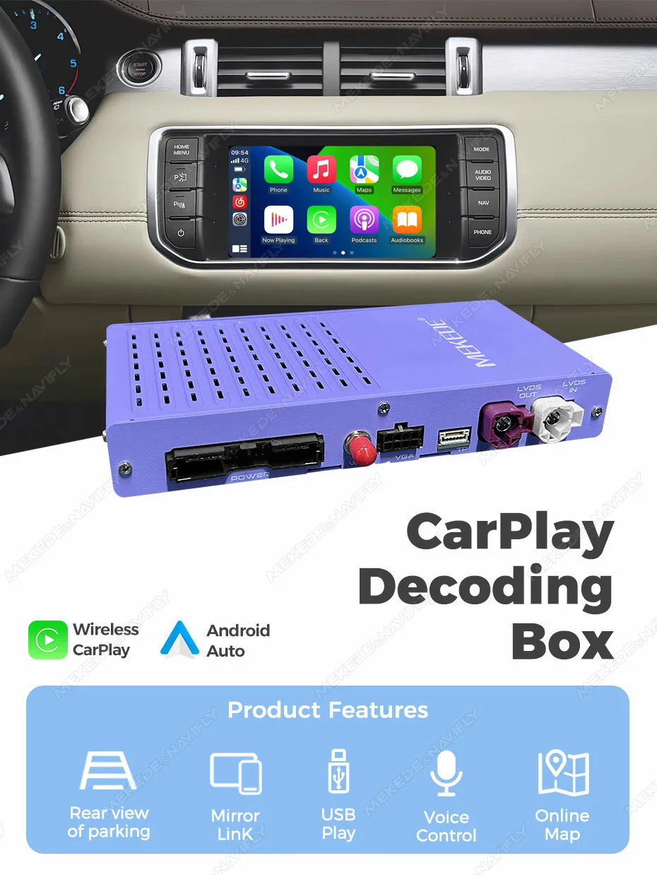MEKEDE Wireless CarPlay Android Auto Decoder für Land Rover Jaguar Auto Smart Video BOX unterstützt Mirror Link Youtube Netflix – Detail 5