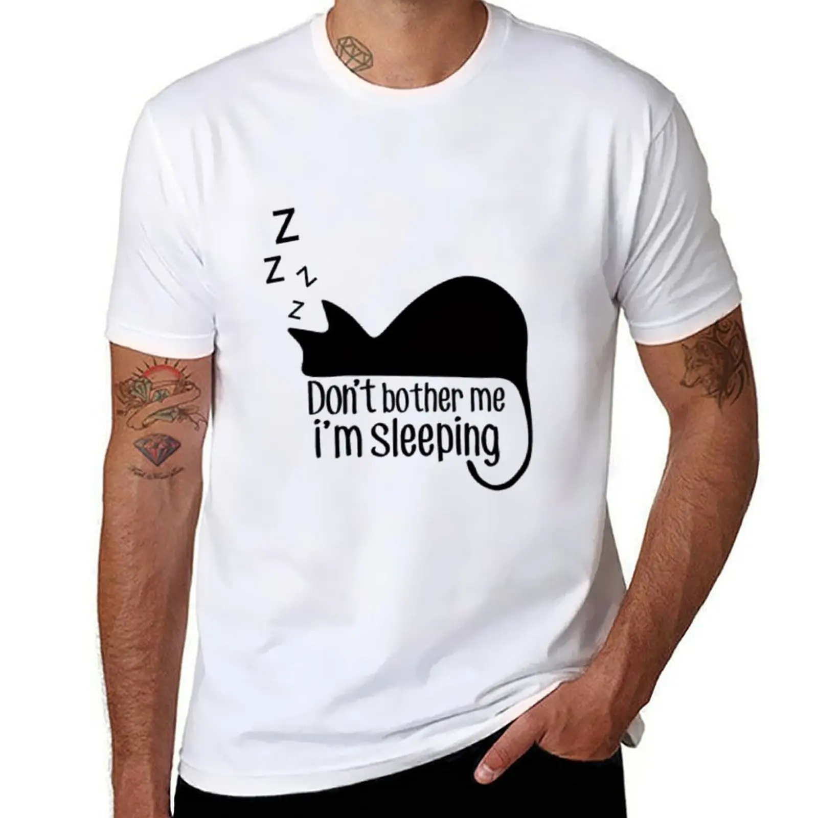

Sleeping cat T-Shirt man t shirts high quality luxury brand t shirts for man pack cotton T-Shirt