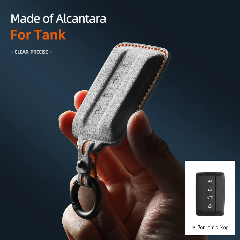 Alcantara Car Key Case Cover Holder Key Shell Buckle For Great Wall GWM WEY Tank300 Tank500 4 buttons Keychain  Accessories