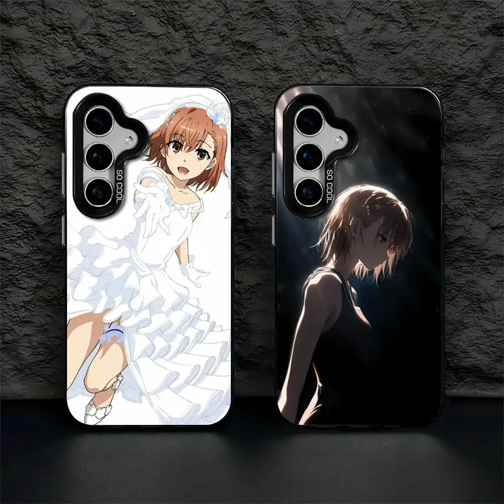 Mikoto Misaka Scientific Railgun Phone Case IMD Colorful Case Silver for Samsung Galaxy S24 S23 S22 S21S20 Plus Ultra