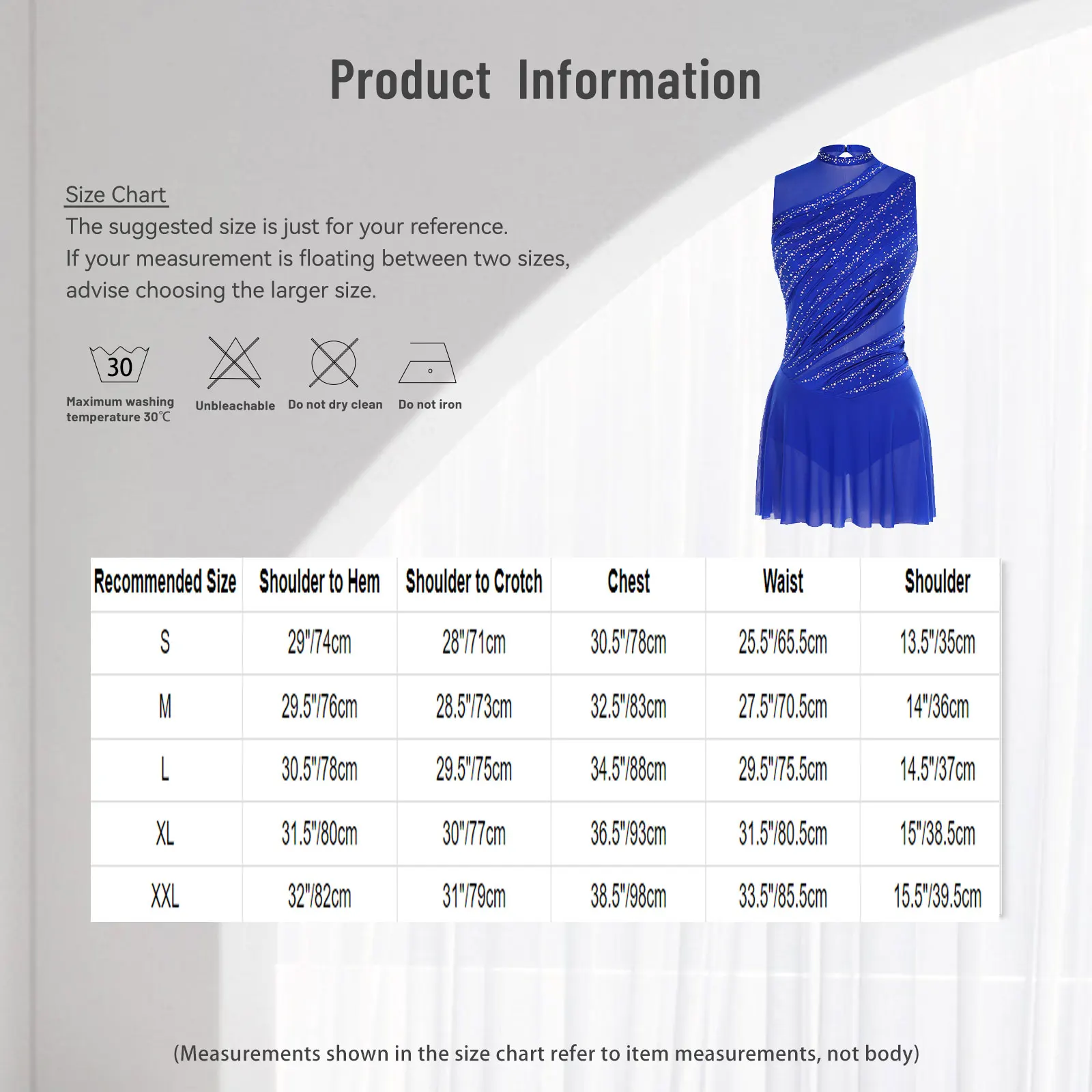 

Women Rhinestones Ruched Lyrical Dance Dress Round Collar Sleeveless Backless Dress for Dancing Stage Performance Competition